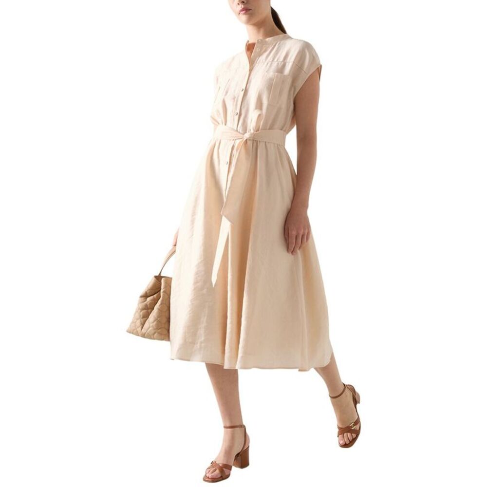Lk Bennett Womens Fran Linen-Blend Dress, Tan